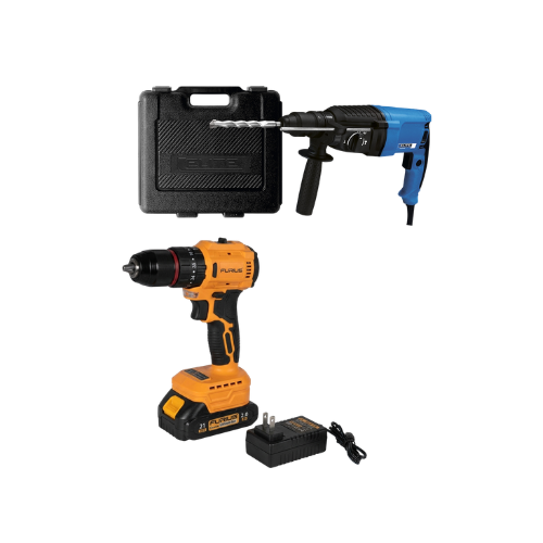 TALADRO INALAMBRICO 1/2 BRUSHLESS BATERIA + CARGADOR + ROTOMARTILLO ELITE 900W